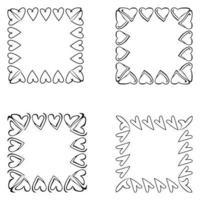 Set of square  frames from hearts vector