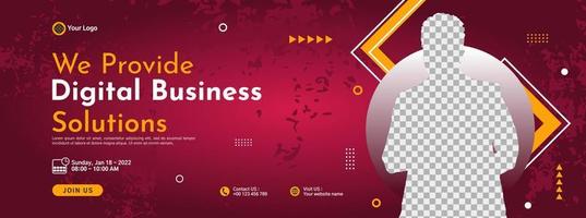 Business conference banner template design for webinar, marketing, online class program, etc vector