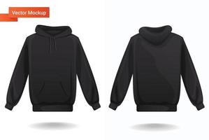 Hoodie jacket vector art template mockup , hoodie with long sleeves, kangaroo muff pocket and drawstrings. sports, casual , black sweatshirt
