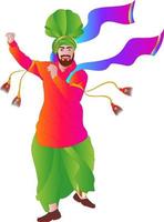 Punjabi bhangra dancer in harvest festival Lohari, vector illustration