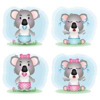 cute baby koala collection in the children's style vector