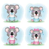 linda colección de koala bebé al estilo infantil vector