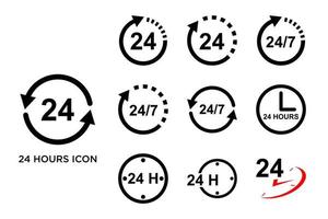 24 hours icon set vector design template