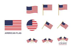 american flag icon set vector