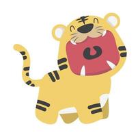 Cute tiger open mouth vector