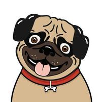 retrato de un vector de perro pug