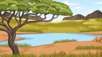 paisaje de bosque de sabana vacío vector