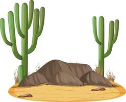 Isolated desert landscape with saguaro cactus vector