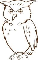 Owl in doodle simple style on white background vector