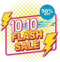 10.10 venta flash hasta 50 por ciento de descuento en banner vector