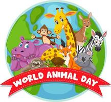 World Animal Day poster with wild animals vector