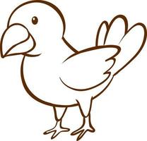 Bird in doodle simple style on white background vector