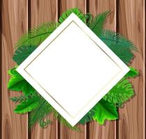 Rotated square frame with tropical green leaves vector