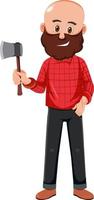 A man holding ax cartoon character on white background vector