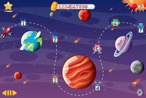 Pixel space game interface with planets vector