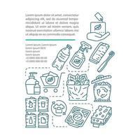 Zero waste lifestyle, article page vector template. Brochure, magazine, booklet design element with linear icons and text boxes. Waste management. Print design. Concept illustrations with text space