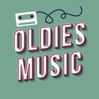 Oldies music vintage 3d vector lettering. Retro bold font, typeface. Pop art stylized text. Old school style letters. 90s, 80s poster, banner, t shirt typography design. Soft green color background