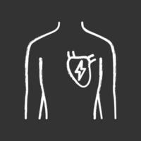 Ill heart chalk icon. Sore human organ. People disease. Unhealthy cardiovascular system. Sick internal body part. Physical health. Isolated vector chalkboard illustration