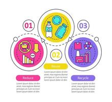 Waste management vector infographic template. Business presentation design elements. Data visualization with three steps and options. Process timeline chart. Workflow layout with linear icons