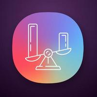 Comparison diagram app icon. Cluster diagram. Contrast objects symbolic representation. Histogram on scales. UI UX user interface. Web or mobile application. Vector isolated illustration