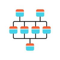 Network diagram color icon. Cluster diagram. Vertices and edges of graph. Computer science. Network graphical chart. Computers structure. Interconnected system. Isolated vector illustration