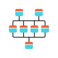 Network diagram color icon. Cluster diagram. Vertices and edges of graph. Computer science. Network graphical chart. Computers structure. Interconnected system. Isolated vector illustration