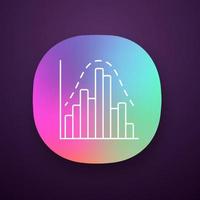 Histogram app icon. Diagram. Business trade info. Financial analytics. Data visualization. Report in visible form. UI UX user interface. Web or mobile application. Vector isolated illustration