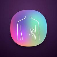 Ill spleen app icon. Sore human organ. People disease. Unhealthy lymphatic system. Sick internal body part. Immune system. UI UX user interface. Web or mobile application. Vector isolated illustration