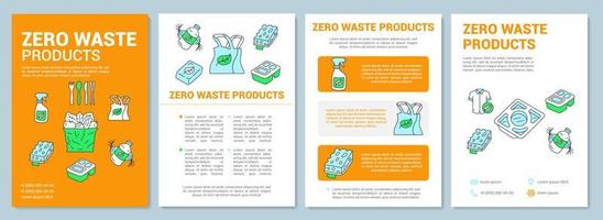 Zero waste products brochure template layout. Flyer, booklet, leaflet print design with linear illustrations. Reusable, recyclable items. Vector page layout for magazines, reports, advertising posters