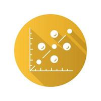 icono de glifo de sombra larga de diseño plano de diagrama de dispersión. diagrama de dispersión diagrama matemático. representación de la información. gráfico en el plano de coordenadas. Visualización de datos. ilustración de silueta vectorial vector