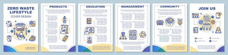 Zero waste lifestyle brochure template layout. Flyer, booklet, leaflet print design with linear illustrations. Waste management Vector page layouts for magazines, annual reports, advertising posters