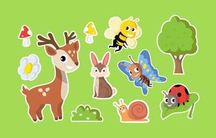 Spring Animal Stickers Collection vector