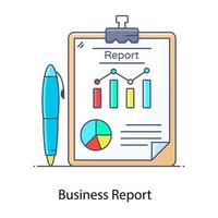 Flat outline vector of business report, activities and circumstances report