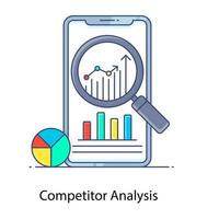 Data analysis flat outline vector denoting, data evaluating and searching