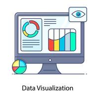 vector de contorno plano de visualización de datos que muestra, representación gráfica de datos