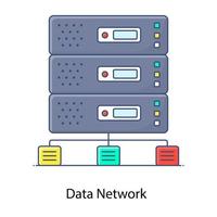 Flat outline vector of data network, interconnection transmission