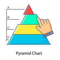 Flat outline vector of pyramid chart, hierarchical form of data