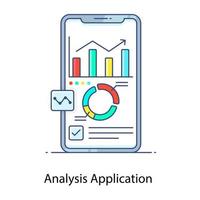 Analysis application flat outline concept icon, identify software exposure vector