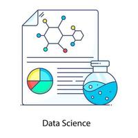 Data science flat outline vector, extracted knowledge vector