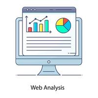 Collection of web data, flat outline vector of web analysis