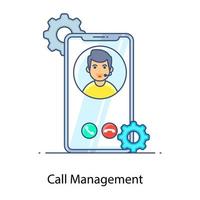 Call management icon in trendy vector style