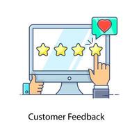 Trendy style of customer feedback icon, flat design vector