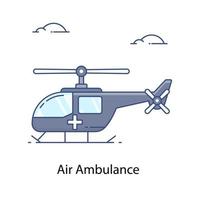 icono plano editable de ambulancia aérea, transporte aéreo médico vector