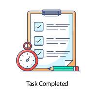 Task completed icon in flat design vector