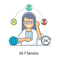 Trendy vector design of 24hr service icon