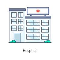 An icon design of hospital building, flat vector of disease treatment place