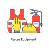 Vest with heard hate and fire extinguisher denoting rescue equipment icon vector