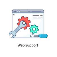 Gears with spanner, flat design of web support icon vector