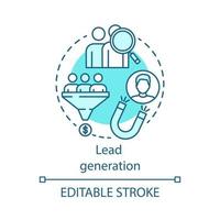 Lead generation blue concept icon. Digital marketing benefit idea thin line illustration. Advertising. List building. Attracting customers process. Vector isolated outline drawing. Editable stroke