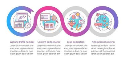 Digital marketing benefits vector infographic template. Business presentation design elements. Data visualization with four steps and options. Process timeline chart. Workflow layout with linear icons